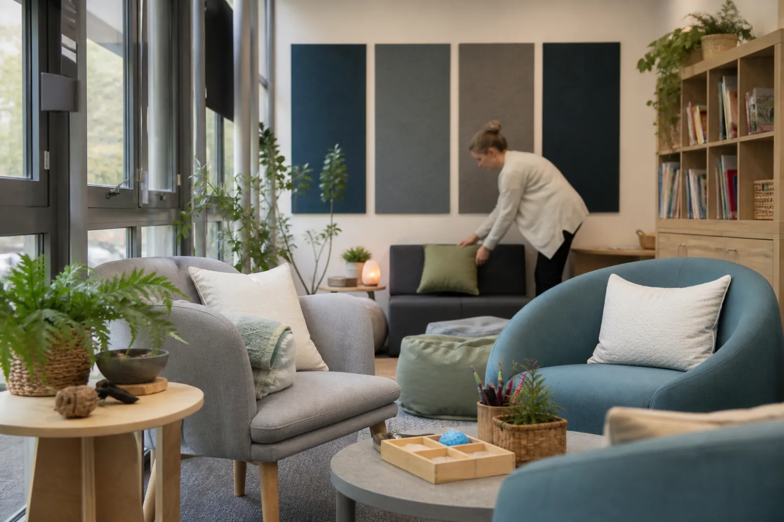 Calm and welcoming student wellbeing room